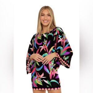 Trina Turk Black and Multicolor Swim Coverup